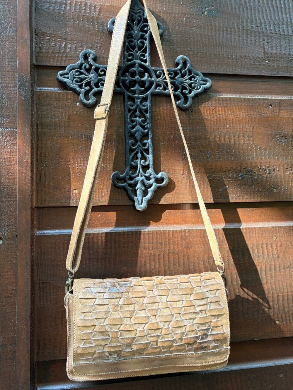BedStu Cobbler Series Woven Flap Crossbody Handbag